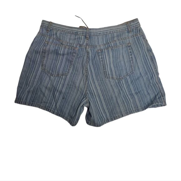 VINTAGE 90s Y2K lace up front striped denim jean shorts XXL - Picture 3 of 12